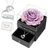 Miofula Festa della Mamma Idee Regalo,Rosa Stabilizzata Vera Regalo Mamma Compleanno,Rosa Eterna con Collana Argento 925 Donna, Migliore Mamma del Mondo, Regali Festa della Mamma, Regalo Collana Donna