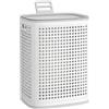 SONGMICS Cesto Portabiancheria con Coperchio, Cesta Portabiancheria Sporca in Plastica, 75 L, Porta Biancheria Slim, Bagno Lavanderia Camera da Letto, Bianco e Grigio RLH021WG01