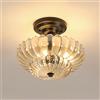 DAXGD Lampada da soffitto Vintage, 3*E27 Luce da Soffitto in vetro 30CM, Ambra Plafoniera Paralume in vetro per camera da letto, Corridoio, Ristoranti (Senza Lampadina)