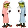 formano Set di 2 statuette a forma di rana, divertente berretto da sonno, 17 cm, dipinto a mano, decorazione in pietra artificiale, idea regalo di alta qualità e decorazione umoristica per interni in