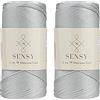 S SENSY Sensy Premium 2 confezioni da 2 mm 250 metri corda in poliestere 100% polipropilene corda macramè 2 mm filo per uncinetto corda macramè, filo all'uncinetto regalo per maglieria (argento)