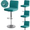 Levoberg Fodera per sgabello da bar con schienale impermeabile, copertura per seggiolone da bar estensibile, fodera per sedia da sala da pranzo girevole lavabile, 4 pezzi, blu pavone