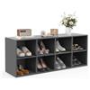 HOMASIS Panca Scarpiera con 8 Scomparti, Portascarpe Ingresso in Legno, Portata 230 kg, Armadietto Aperto e Multiuso, Scarpiera Bassa da Corridoio, Soggiorno, 102 x 30 x 41 cm (Grigio)