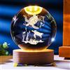 Neioaas Sfera di cristallo a forma di tartarughe 3D, 6 cm, 3 colori, animali, luce notturna a forma di animali con base in legno a LED, decorazione 3D incisa, regalo per bambini, amici e familiari