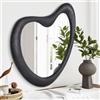 HLFMVWE Specchio da parete irregolare con cornice in legno, nero, asimmetrico, grande, 70 x 50 cm, accento moderno per bagno, soggiorno, camera da letto, corridoio, ingresso