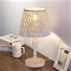 AIRTWESD Bianco Lampada da tavolo industriale in metallo, lampada da tavolo rustica E27 con paralume a gabbia, lampada da comodino Edison vintage per soggiorno, con interruttore (senza lampadina)