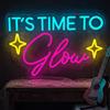 BEISKAFNVSZ It's Time To Glow - Targa al neon a LED, per parete, per lettera, caffè, matrimonio, compleanno, camera da letto, giorno del Ringraziamento, Natale, Capodanno, bar, feste, decorazioni