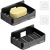 Dulynva 2 Pezzi Porta Saponetta Autoadesivo Portasapone Porta Sapone da Muro Porta Saponi Doccia Senza Foratura portasaponetta con scolo Plastica Supporto per Sapone Bagno Lavello Cucina (Nero)