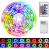 Sunshine smile Striscia LED a batteria, 2 m, striscia luminosa RGB 5050, autoadesiva, 16 colori che cambiano colore, funzionamento a batteria, striscia LED con telecomando per armadi, scale, cucina, letti