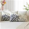 Artscope 2 Pezzi Dalia Floreale Blu Grigio Chiaro Federe Cuscini Geometrico 40x60cm, Primavera Cuscino Boemia Fiori Decorativo in Lino per la Decorazione Domestica Soggiorno Camera da Letto Divano