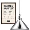 LEDSone Lampadario a sospensione moderno vintage a forma di cono cromato, stile industriale, ideale per sala da pranzo, bar, club e ristoranti, base E27 (cromata)