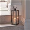 Lights4fun Lanterna Decorativa in Acciaio Inox di 38 cm con Candela LED TruGlow® a Pile per Interni con Telecomando