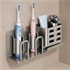 TYSM-CC Portaspazzolino in alluminio con supporto autoadesivo, organizer multifunzionale per spazzolino, dentifricio, rasoio, pettine e altri accessori