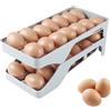 ZoeQide Porta Uova da Frigo a Rulli, Contenitore Uova a 2 Livelli per 28 Uova, Porta Uova Salvaspazio in Plastica per Frigorifero, Organizer Uova Cucina Trasparente Scorrevole con Accesso Facile (Grigio)