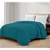 IlGruppone Copriletto Trapuntato Con Frill Matrimoniale Trapuntino Tinta Unita Due Piazze Con Balze Coperta Leggera Primavera Estate Trapunta Coperta Leggera Con Balza Applicata - Petrolio - Matrimoniale