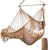 Chihee Sedie Sospese Sedia amaca super grande Sedia a corda in cotone morbido,Forte barra di diffusione in metallo pieghevole Ampio sedile pizzo Stretch Swing sedia Decorazione a tema interni
