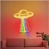 MENGE Lampada segnaletica Luce Al Neon Arcobaleno UFO Con Luminosità Regolabile, Adatta Per Decorazioni Di Feste E Atmosfere Festive, 38cmx43cm(C)
