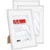 HIMEETIME® 3x Cornice Foto A4 21x29.7cm Alluminio argentata,Passepartout 15X21cm,Cornice 21x30 Piccolo per FotoDisegni,Montaggio a parete o esposizione da tavolo