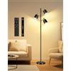 OUTON Lampada da Terra LED Dimmerabile con Telecomando e Controllo Touch, 36W 2700LM, 4 Temperature di Colore, 3 Luci Rotanti, Lampade da Terra moderna per Soggiorno, Camera da Letto, Ufficio, Nero