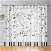 Surwin Tende per Interni Musica Multicolore, Tende a Vetro con Occhielli, 2 Pezzi Camera da Letto, Voile Semi Trasparenti, per Camera da Letto,Cucina,Soggiorno (Musica,132x213cm)