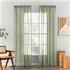 MIULEE Tende Trasparente Tenda per Interni Voile Trasparenti Camera da Letto Adatte Con Anelli Soggiorno Moderne Eleganti 2 Pezzi Verde Salvia 140 x 260 CM