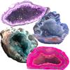 Steinfixx - Geode di agata splendidamente colorato | tagliato | qualità A* | bordo tagliato lucido I geode portafortuna I giardino delle fate (set 4 colori)