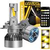 NHHEO Lampadina LED H4, CANBUS Senza Errori H4 LED Controllo Tramite App Intelligente Luminosità&Temperatura di Colore 3000K-6500K 150W 800% Super Luminoso Connessione Bluetooth(2 Pz)