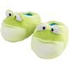 NICI Frowin 62972 - Calde pantofole in peluche con musetto di rana, per bambini e adulti, con suola antiscivolo, misura 36-39 (M), verde