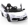 Garvee Lamborghini - Auto elettrica con licenza per bambini, giocattolo da 12 V con telecomando, fari LED, sistema sonoro, sospensione, 2 velocità, per bambini da 3 a 8 anni, colore: bianco