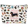 ZOMKIFA Borsa Trucco Bassotto, Lino Impermeabile con Fodera, 25x17x6cm, Astuccio Cerniera, Regalo Amanti Animali, Donne