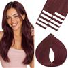 Silk-co Extension Adesive Capelli Veri Biadesivo #99J Rosso Borgogna, 10 Ciocche Biadesive 15g per Sfumature/Volume 55cm