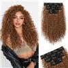 Sofeiyan 5 Pezzi Curly Extension Capelli a Clip,40 cm Kinky Clip In Estensioni per Infoltire i Capelli, Posticci Clip-on Ricci in Stile Afro per Donne,Marrone Auburn