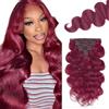 Zeslaerr 26 Pollici Extension Capelli Veri Clip Body Wave Human Hair Extensions Clip in Invisible Hairpin #99J Burgundy Color 7pz 66 cm 120g Unprocessed Remy Hair for Women