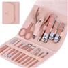 START MAKERS Set Manicure Professionale,16 in 1 Set Tagliaunghie,Acciaio Inox Kit Manicure,Kit Tagliaunghie Strumenti Portatile da Viaggio,per Manicure e Pedicure con Bella Custodia in Pelle (Rosa)