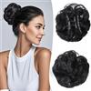XFSRG Extension Capelli Veri Clip Chignon Finto Per Capelli Donna Elegante e Naturale Adatto per Ogni Occasione (Nero A)