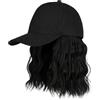 Wedhapy Cappello con parrucca berretto da baseball regolabile parrucca sintetica da 7, 8 pollici cappello con capelli ricci per donna capelli corti estivi ricci da sole nera