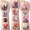 Yomover Decorazione temporanea per tatuaggi per bambini, 200 pezzi di drago e fiori finti tatuaggi decorativi per compleanno dei bambini, tatuaggi draghi Goodie Bag riempitivo per ragazzi e ragazze