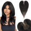 Silk-co Hair Topper Donna Capelli Veri Umani Extension Toupet Clip Fatto a Mano Base 8x11cm, 30 cm 16g, Nero Naturale
