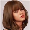 FASHION IDOL Parrucca bob in capelli veri con frangia per donne di colore con capelli corti e lisci Parrucche bob corte nere senza colla realizzate a macchina