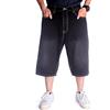 IDEALSANXUN Pantaloncini Larghi di Jeans da Uomo Jorts Casual Larghi Pantaloncini di Jeans Lunghi, Nero 024, 48
