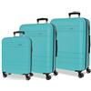 MOVOM Joumma Movom Galaxy Set di Valigie Blu Turchese 55/68/78 cm Rigido ABS Lucchetto a Combinazione Integrato 221L 11.4kg 4 Doppie Ruote Estensibile Bagaglio a Mano
