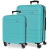 MOVOM Joumma Movom Galaxy Set di Valigie Blu Turchese 55/68 cm Rigido ABS Lucchetto a Combinazione Integrato 111L 6.5kg 4 Doppie Ruote Estensibile Bagaglio a Mano