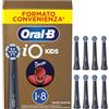 Oral-B Testine di Ricambio iO Kids 6+, Azzurre, 8 Ricambi - 8 Testine di Ricambio per Spazzolino Elettrico iO 6+, Marvel Spiderman, per i Bambini dai 6 Anni in su, Delicato su Denti da Latte e Gengive