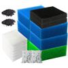 PORFOYO Set di filtri compatibili, kit per filtri per acquario, 6 spugne (2 blu fine, 2 blu grosso, 2 verdi), 6 lana filtrante, 2 spugne al carbonio attivo, 2 sacchetti di carbone attivo, 2 anelli in ceramica