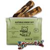 NATURALBIOPET LEGNO D'ULIVO Set Masticabile Cane Taglia S (15cm) | 2 Bastoncini + Corda | Gioco 100% Naturale e Durevole | Rimuove il Tartaro | Bagnati in Olio d'Oliva | Corda in Cotone (18 cm)