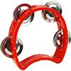 A-Star Tamburello in plastica con design a mezzaluna piccola, 4 campanelli singoli in metallo - rosso