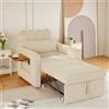 HOOGDLJ Divano Letto Poltrona, Divano Letto 3 in 1 con schienale regolabile in 5 posizioni, Poltrona Allungabile,Poltrona Divano con cuscino e tasca laterale, tessuto di ciniglia(beige)