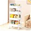 Koolkasa Carrello da cucina a 4 ripiani Salvaspazio, Carrello Portaoggetti con Ruote Portatutto, Ispessito Metallo Carrellino Bagno Salotto Studio - Bianco