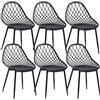 buybyroom Set di 6 sedie per sala da pranzo, in plastica, con gambe in metallo, effetto faggio, colore nero