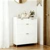 KEFSR, scarpiera bianca, moderna scarpiera con 4 cassetti in legno con maniglie dorate, lucidata a specchio per camera da letto, soggiorno, piccola scanalata. (4 cassetti(1), bianco)